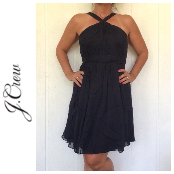 J. CREW BLACK SILK CHIFFON COCKTAIL DRESS SIZE 4 - Picture 2 of 8
